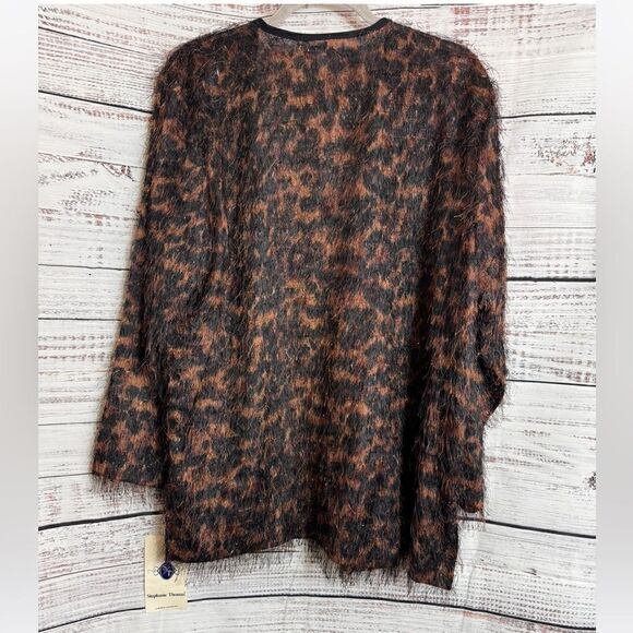Vintage Stephanie Thomas cardigan Womens sz 14 Animal print metallic fuzzy New - Picture 3 of 14